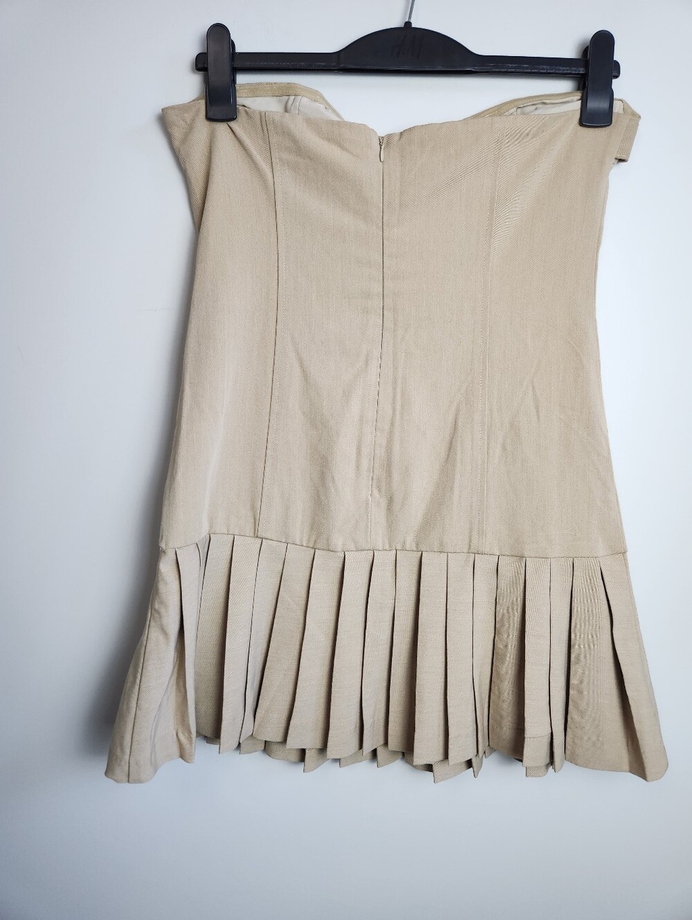 Anthropologie Maeve Flat White Strapless Pleated Prep Dress Academia Collegiate - Picture 3 of 12